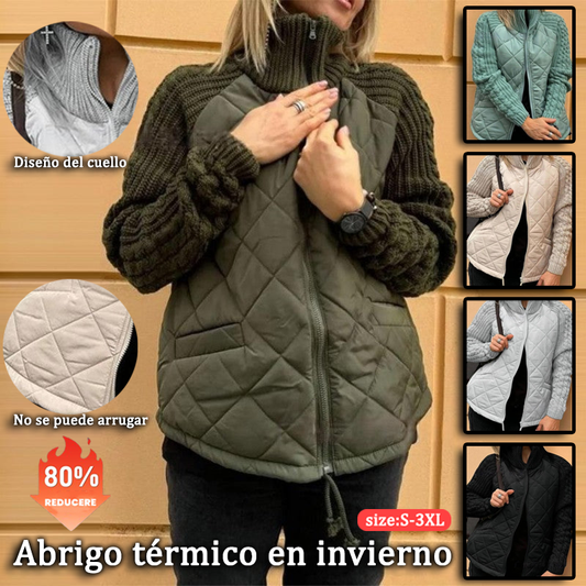 💖🥼【¡Ofertas de invierno!】🔥【S-3XL】Chaqueta de punto patchwork para mujer con forro de algodón – Diseño moderno y cálido, ideal para el invierno, abrigada y cómoda