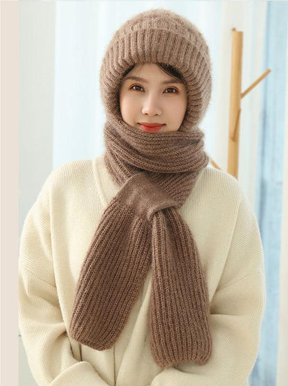 🔥50% ОТСТЪПКА🔥【Шапка + Шал】🐏 Висококачествена, приятна на допир, мека и ветроустойчива качулка и шал с вградена защита за ушите