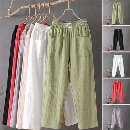 😍【50% zľava】✨👖 Novinka 2026 – Dámske voľné a pohodlné bavlneno-lanové nohavice, jednoduché a univerzálne, nevyhnutný kúsok do šatníka.