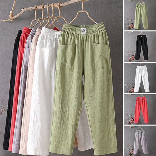 😍【50% zľava】✨👖 Novinka 2026 – Dámske voľné a pohodlné bavlneno-lanové nohavice, jednoduché a univerzálne, nevyhnutný kúsok do šatníka.