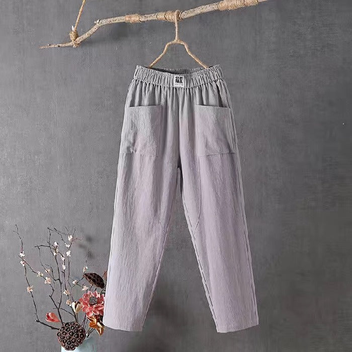 😍【50% zľava】✨👖 Novinka 2026 – Dámske voľné a pohodlné bavlneno-lanové nohavice, jednoduché a univerzálne, nevyhnutný kúsok do šatníka.