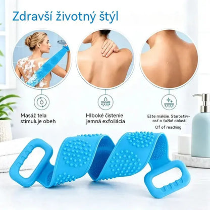 🔥Kúpte 1, 1 dostanete zadarmo🔥🛁 Obojstranná silikónová rukavica do kúpeľa – extra dlhá telová drhnúca hubka pre jednoduché čistenie chrbta