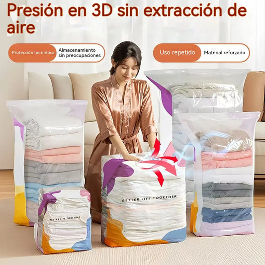 🧳【Juego de 5 piezas】💨 Bolsa de almacenamiento al vacío grande y compresible: no requiere bomba ✈️
