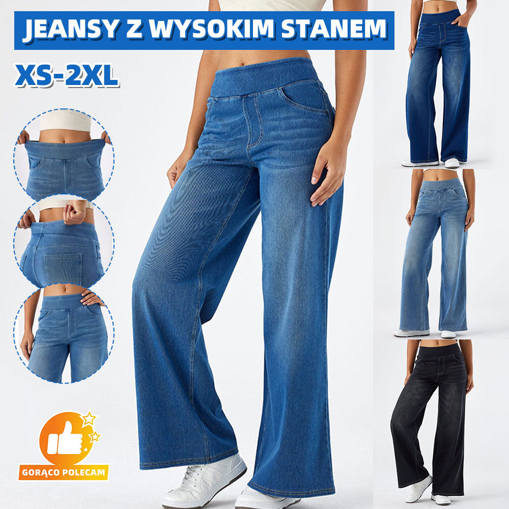 👖【50% zľava】🥇Nové jarné dámske džínsy s vysokým pásom a širokými nohavicami – elegantný a módny dizajn