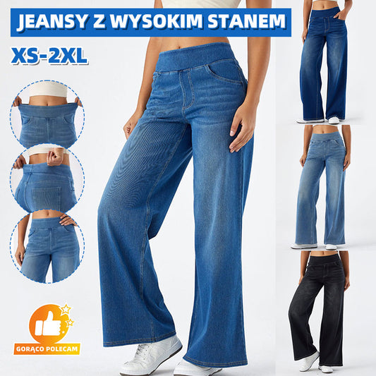 👖【50% zľava】🥇Nové jarné dámske džínsy s vysokým pásom a širokými nohavicami – elegantný a módny dizajn
