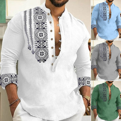 🏆🧥 Camisa moderna para hombre con cuello mao – diseño semiabierto, estilo casual y versátil para cualquier ocasión