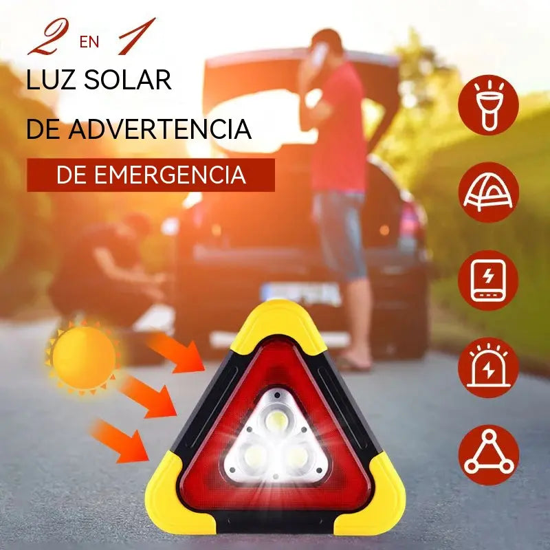 Luz de advertencia triangular solar de emergencia tres en uno