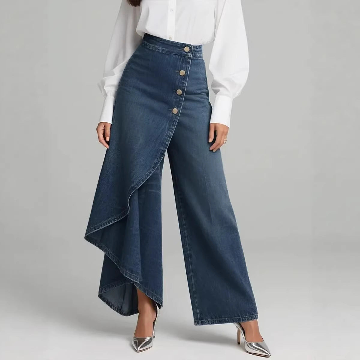 👖【50% zľava】🥇Dámske rifle s vysokým pásom a širokými nohavicami, voľný strih, elegantný dizajn.