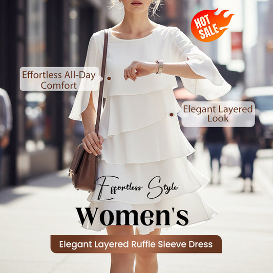 💃【S-3XL】🎁Elegantné vrstvené šaty s volánikovými rukávmi – bez námahy vytvorte štýlový vzhľad vhodný na všetky príležitosti💃