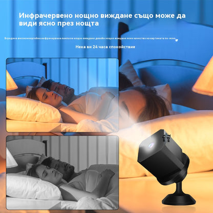 🏠📹🕵️Малка квадратна камера, интелигентна камера с висока разделителна способност, безжично дистанционно наблюдение на дома чрез WiFi