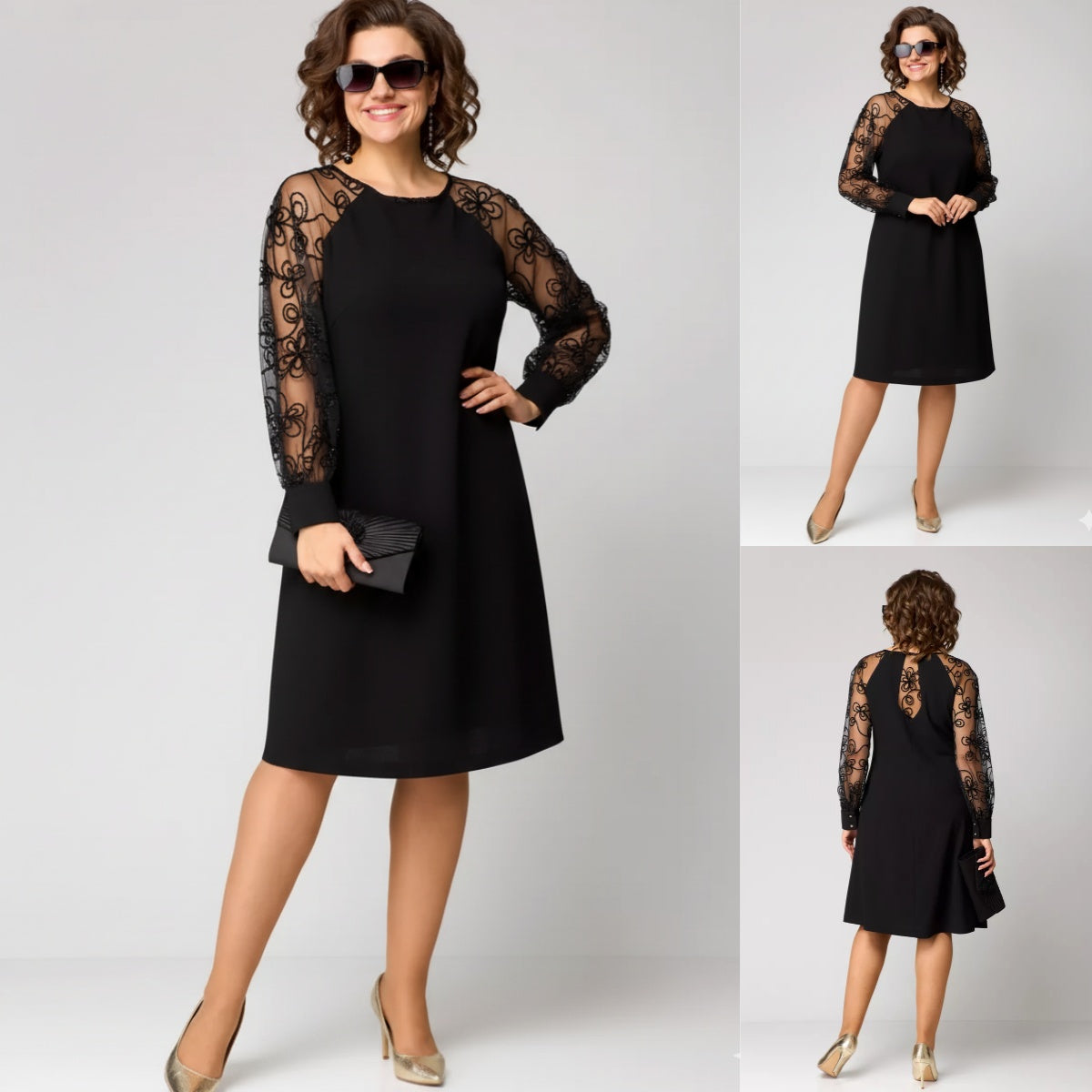 💖【S-5XL】🍁🍂Nové kvalitné elegantné čierne šaty s čipkovou výšivkou 2026, precízne luxusné spracovanie, pohodlné a priedušné.