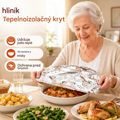 🏠🎉【100 kusov】🍲Izolačný kryt na domáce použitie, kryt z hliníkovej fólie na udržanie teploty jedla na jedálenskom stole, chráni jedlo pred hmyzom a prachom.