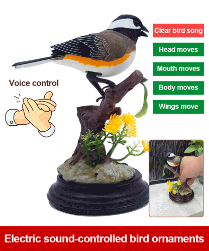 🦜🐦🐦【Compre 1 y obtenga 1 gratis】Adornos de pájaros creativos, lindos y controlados por voz para decoración de escritorio de habitación.