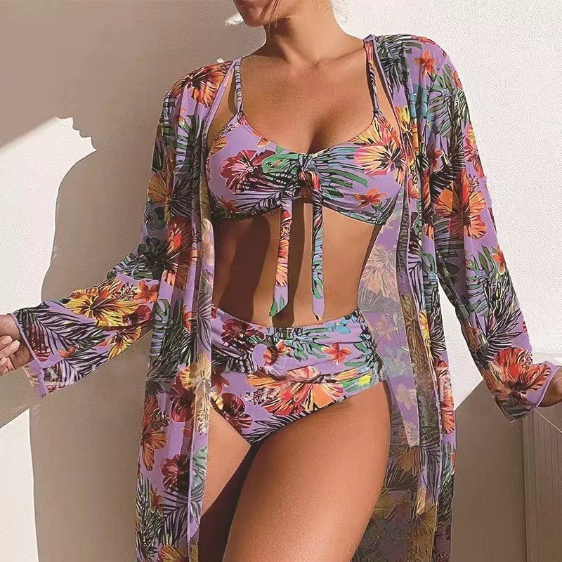 ☀️【50% popust】 👙【S-2XL】Nova trodijelna ljetna kupaća garnitura 2026 – moderan cvjetni uzorak, udobna, prozračna, brzo-sušeća i štiti od sunca