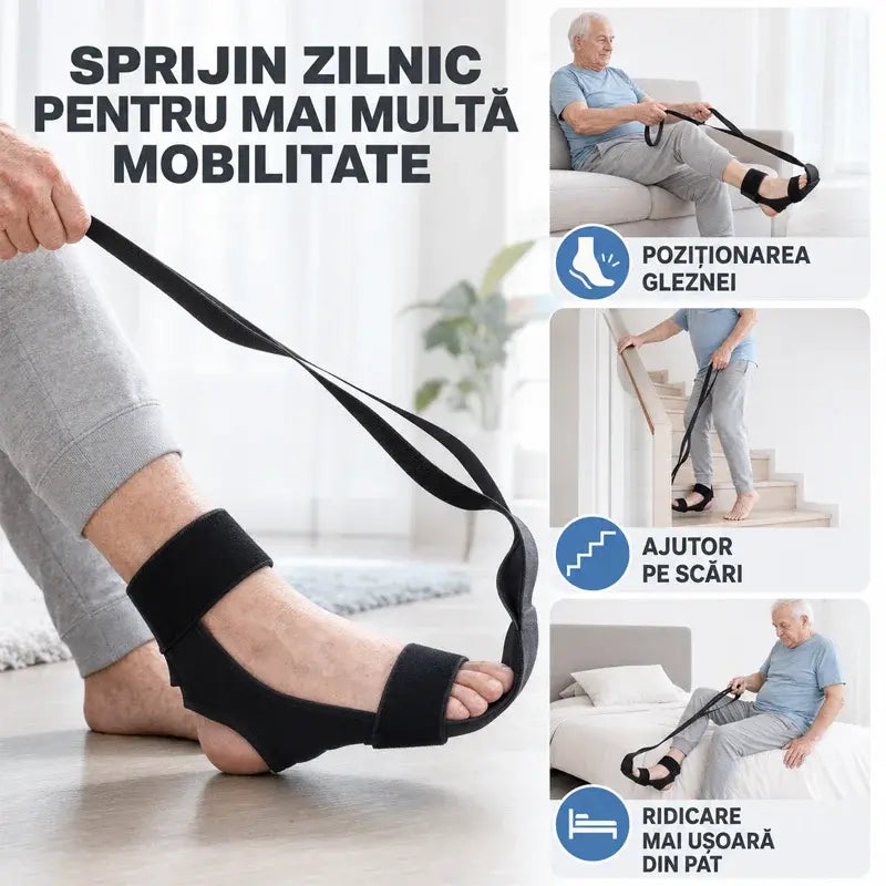 【2 buc】Centură de Stretching și Întindere Ligamente pentru Yoga și Fitness – Curea Respirabilă și Reglabilă pentru Glezne și Picioare, Recuperare și Flexibilitate