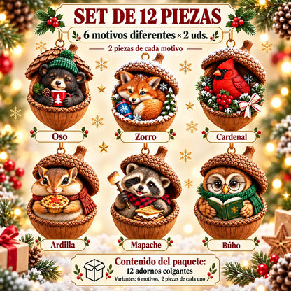 🎉【Compra 6 y llévate 6 gratis】🤩 🎁Nuevo diseño navideño en acrílico 2D con animales en forma de piña.