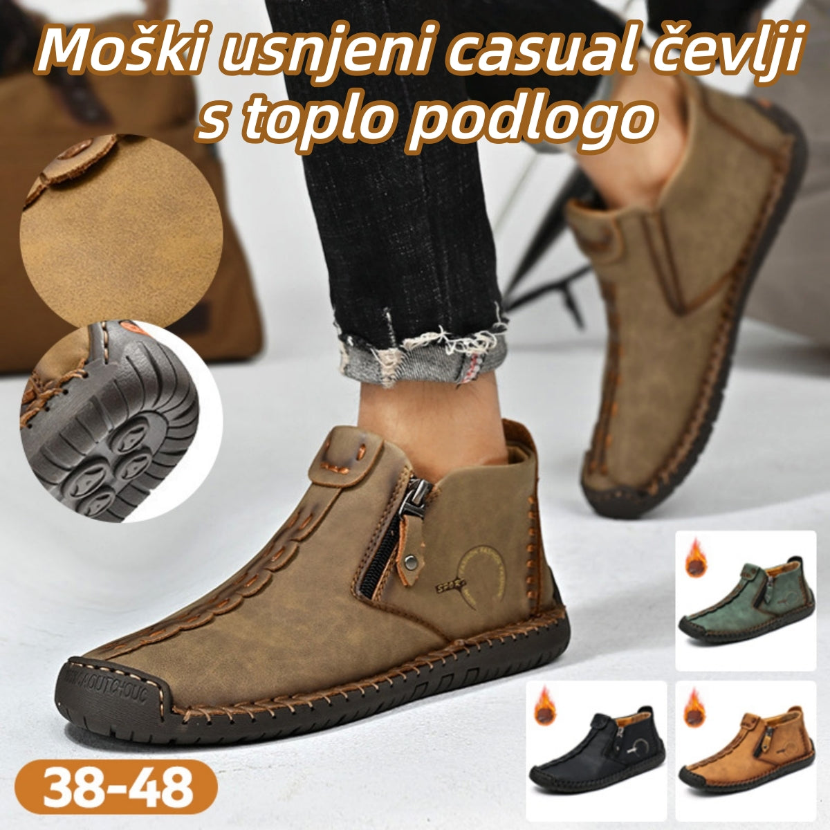 👞💥【38-48】Novost Zima 2026: Moške Martens čevlje s podlogo iz krzna in zadrgo – Topli, udobni in stilski za zimske dni!