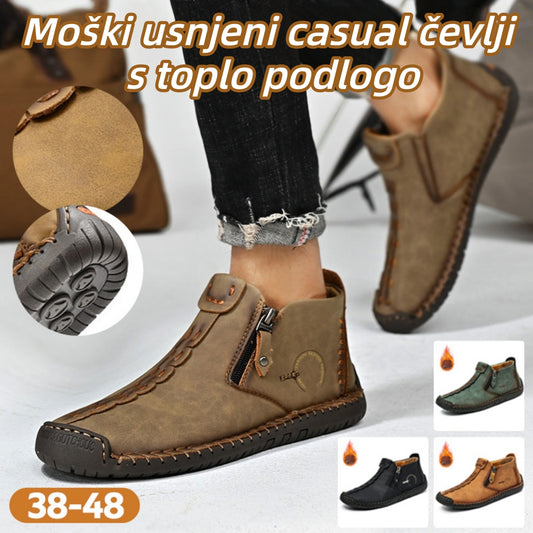 👞💥【38-48】Novost Zima 2025: Moške Martens čevlje s podlogo iz krzna in zadrgo – Topli, udobni in stilski za zimske dni!