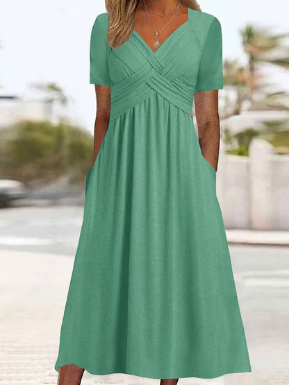 👍👍【50% OFF】💐👗【S-3XL】2026 jarné a letné nové jednofarebné módne jednoduché ležérne šaty – mäkký materiál a voľný strih, ideálne na voľný čas