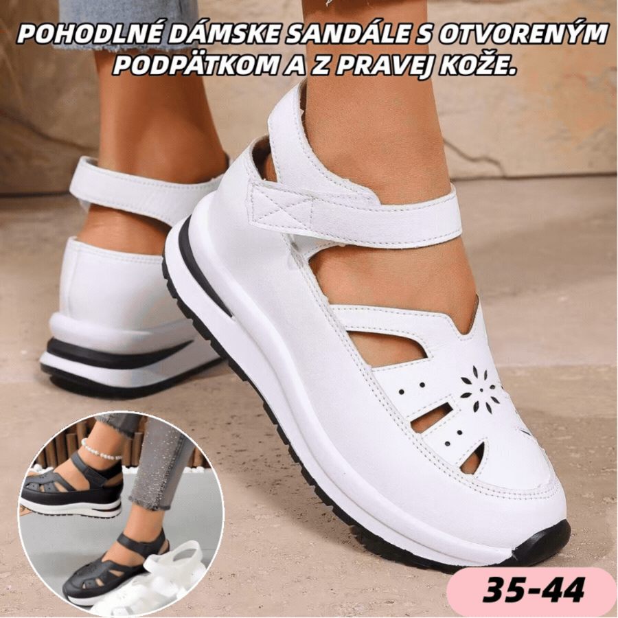 🔥【50% zľava】🌸【35-44】Pohodlné dámske sandále, módne 2026, s dutým podpätkom, vyrobené z pravej kože.