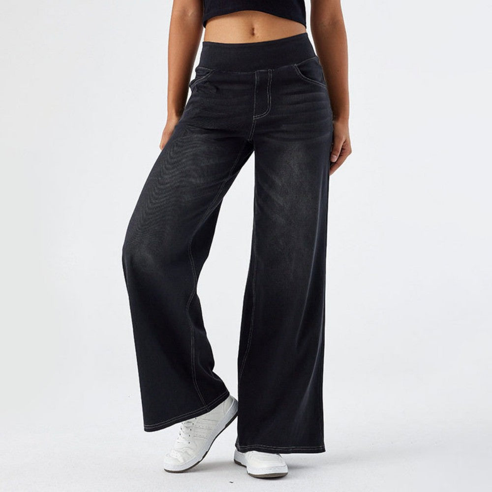 👖【50% zľava】🥇Nové jarné dámske džínsy s vysokým pásom a širokými nohavicami – elegantný a módny dizajn