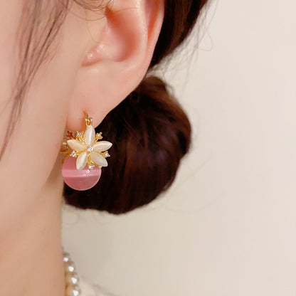 ⏰【Compra 1 y llévate 2 gratis】✨Pendientes de ojo de gato con flor de doble cara y circonita