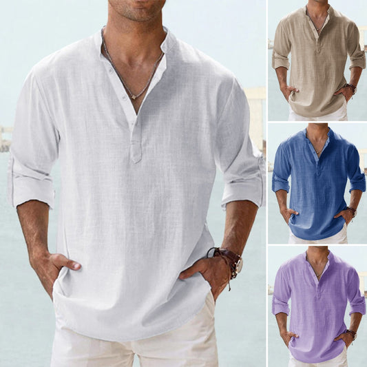 👕【S-5XL】🌟 2026 Pánske bavlnené a ľanové tričko, voľné a priedušné