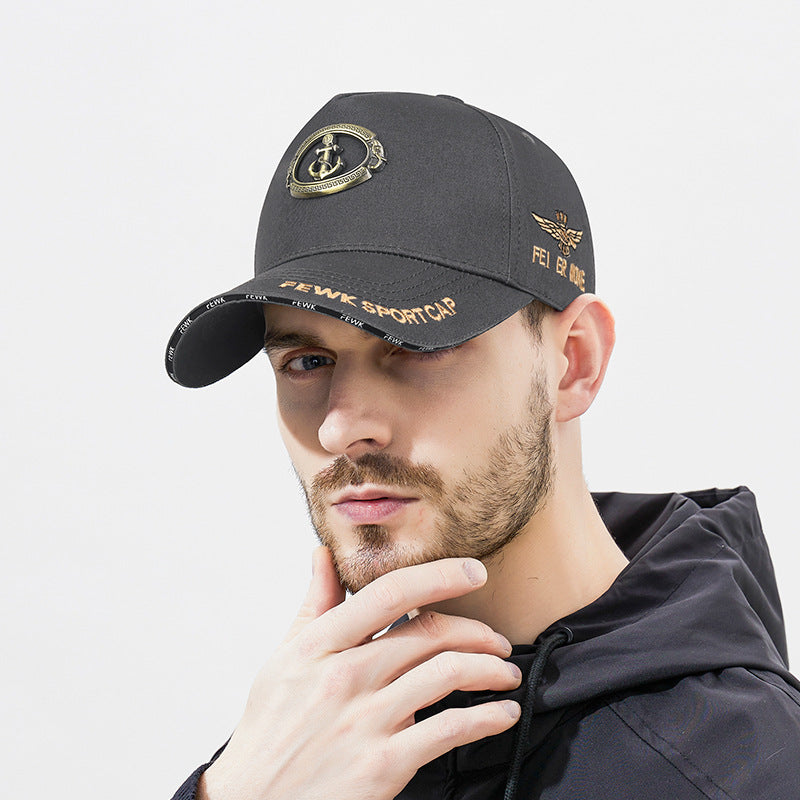 30% OFF🧢☀️🔥Compra 1 y recibe 2 gratis🔥Gorra de béisbol original con logo metálico Anchor, gorra de protección solar con cinco paneles y visera alta