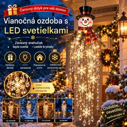 🔥 Dnes zľava 50 % 🎅 Závesná vianočná vločka s kryštálmi a LED svetlom | Čarovná žiara na verandu ✨