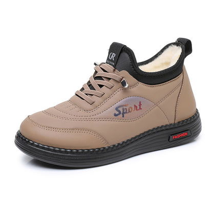 👟【35-41】Nuevos zapatos de madre de terciopelo de invierno y gruesos antideslizantes, zapatos de algodón cálidos de moda y versátiles, botas de nieve de suela suave
