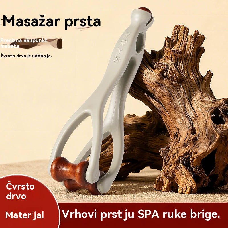 🌿 Masažer za prste od punog drva: Valjci od prirodnog drva pomažu u deblokiranju meridijana zglobova i ublažavanju umora ruku. 🌿