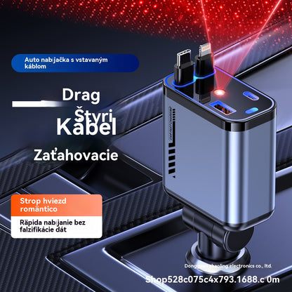 ⚡【50% zľava】✨ Ultrarýchla nabíjačka do auta: dva zasúvateľné porty USB-C s ambientným osvetlením Starlight a inteligentnou bezpečnostnou ochranou 🚗💫