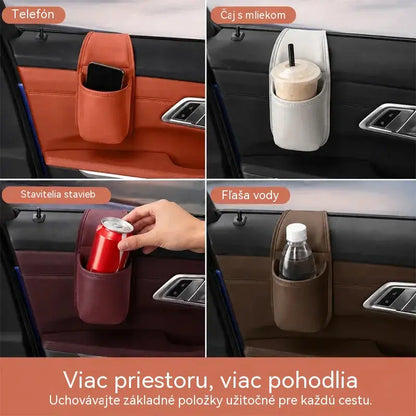 【Kúp 1, získaj 1 zadarmo】🚗 Viac priestoru a poriadok v aute! Kožený držiak na dvere auta / na pohár a telefón (jednoduchá montáž na okno / ponuka 1+1 ZADARMO – dostanete 4 kusy)! ✨