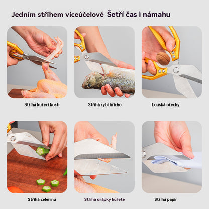 🔥Časovo obmedzená ponuka🔥Multifunkčné, odolné a ostré kuchynské nožnice - ergonomická protišmyková rukoväť pre bezpečné a pohodlné držanie. ✂️👨‍🍳
