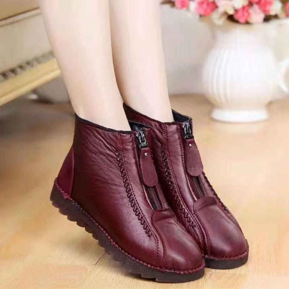 🔥🔥Oferta limitada en el tiempo【35-42】Botines cortos para mujer, hechos a mano, de alta calidad, de piel genuina, antideslizantes.