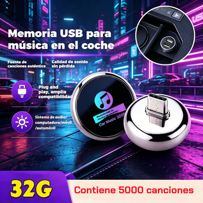 【32G】32GB kovový USB kľúč pre hudbu do auta s bezstratovou kvalitou zvuku 【Obsahuje 5000 skladieb】
