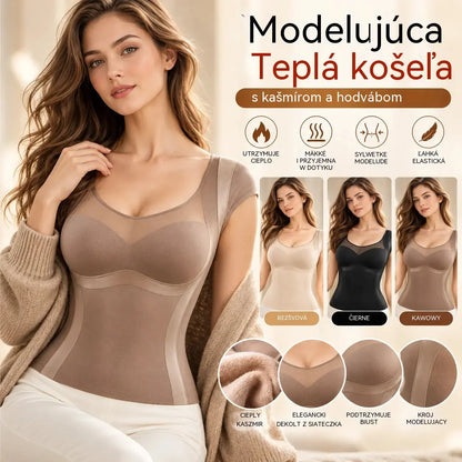 【L – 2XL / 3 farby】 Ľahká jesenná/zimná tvarujúca vesta – formuje brucho, podopiera prsia a má riasený dizajn; nie je potrebná podprsenka; s jemne brúsenou vnútornou vrstvou