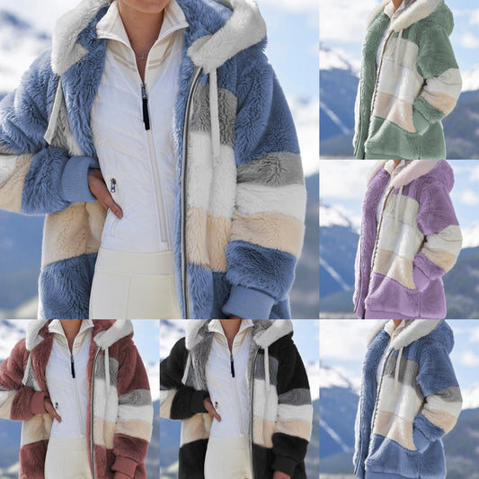☃️[Wcześniejsze sprzedaż] Ograniczony czas 50% zniżki❄️[rozmiary S-5XL] 2025 nowa damska kurtka w grube, z pluszowymi kontrastowymi paskami