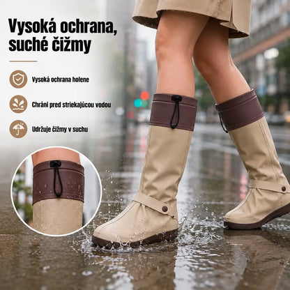 🌧️👟 Nepremokavé skladacie návleky na topánky – veľkosti S/M/L (36–42), 4 farby, protišmyková podrážka, výška 41 cm.