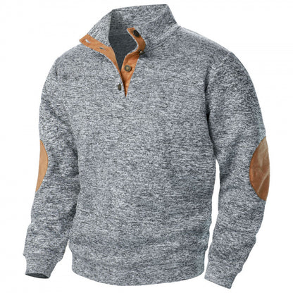 🔥【Especiales de otoño】💥Nueva Sudadera de Cuello Alto para Hombre – Estilo Casual, Cómodo y Cálido con Detalles de Cuero, Disponible en Tallas S-3XL