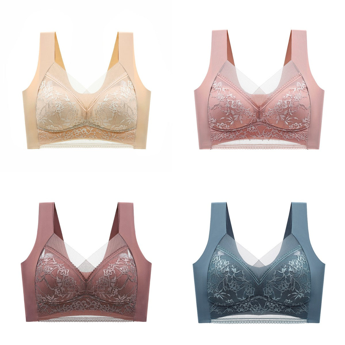 🔥【Гореща разпродажба】Гореща разпродажба👙【40-110 кг】Удобен безшевен дантелен сутиен