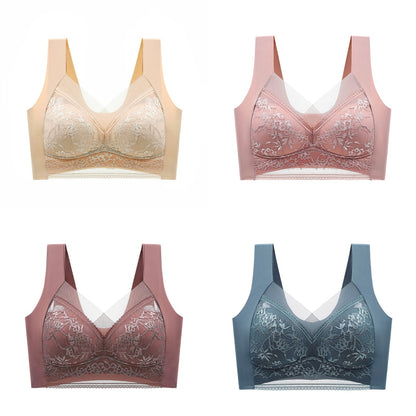 🔥【Гореща разпродажба】Гореща разпродажба👙【40-110 кг】Удобен безшевен дантелен сутиен