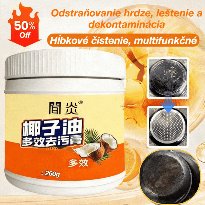 🥇💦【Kúpte 1 a získajte 1 zadarmo】🥥Multifunkčný čistiaci krém do domácnosti na odstraňovanie oleja, hrdze a vodného kameňa, bohatý na prírodný kokosový olej【2 položky】