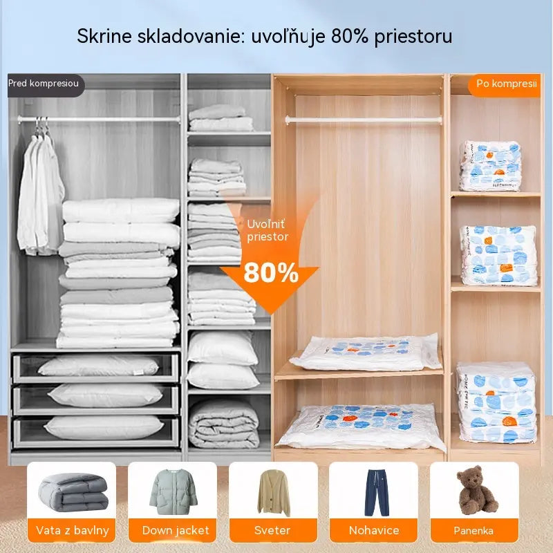 🧳✨【50*65*30 cm】【5-dielna sada】🤩Vákuové kompresné úložné vrecká, vákuové kompresné vrecká na paplóny, oblečenie a páperové bundy.