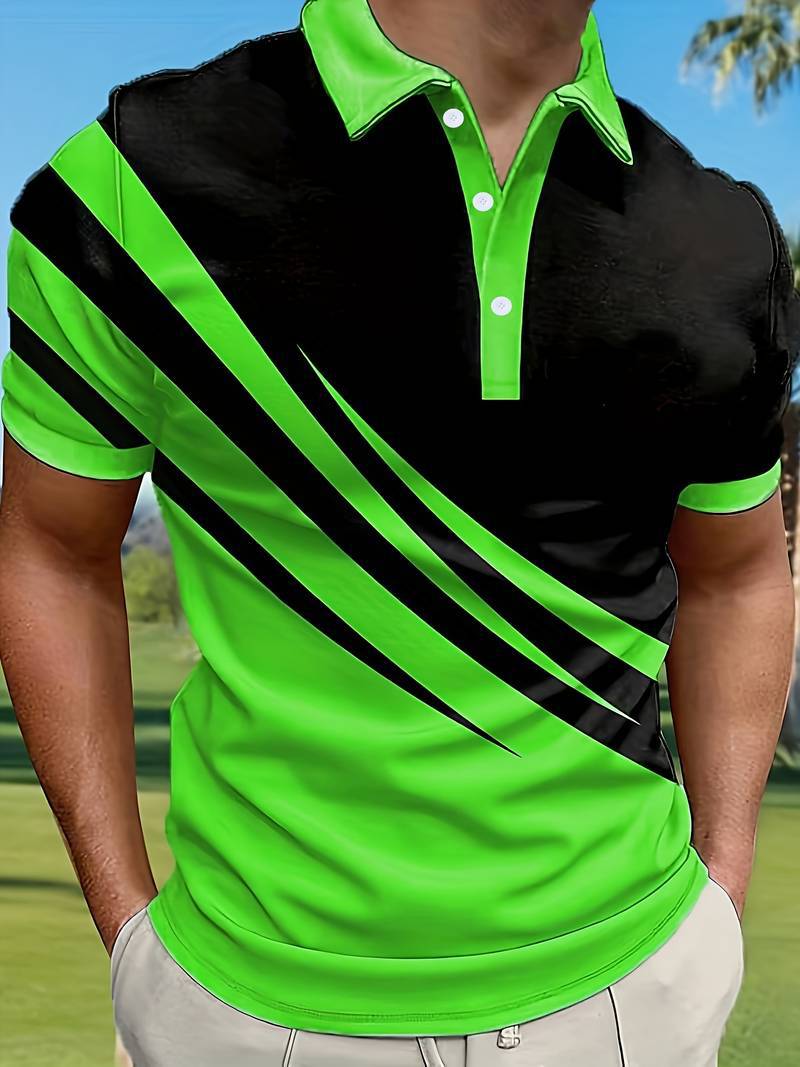 🔥【50% zľava】👕【S-6XL】Nové letné pánske pruhované športové tričko POLO s 3D potlačou, priedušné a pohodlné, voľný strih.