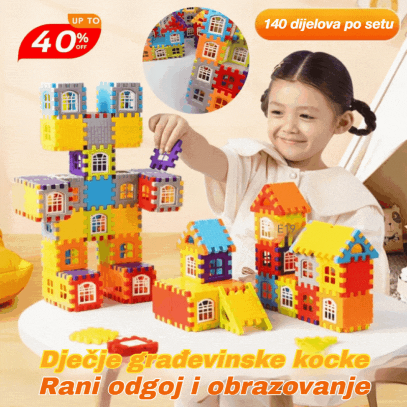 🎁🧩🧩【70 komada】Edukativne igračke od kocaka – Poticanje kreativnosti i logičkog razmišljanja, razvoj motoričkih vještina i zabavno učenje! Savršen poklon za djecu!