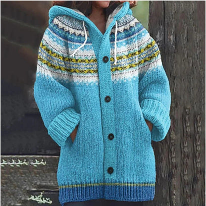 🔥🎅【Świąteczna edycja specjalna】🎄【S~5XL】✨ 2025 jesień/zima nowa elegancja: ciepła damska kurtka z kapturem w kolorze, retro styl i plecione detale