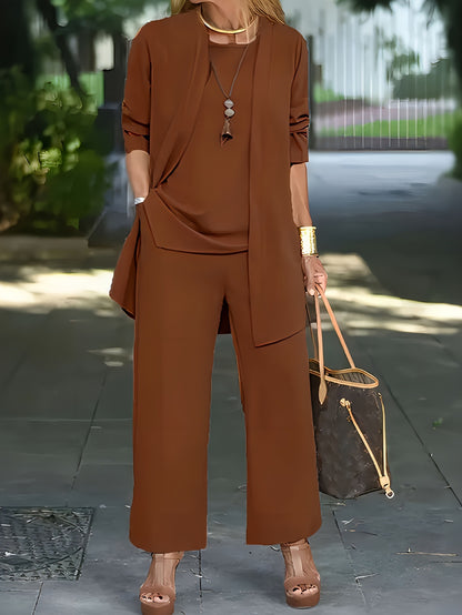 🧥Elegantne kolmeosaline naiste komplekt laia lõikega🍂
