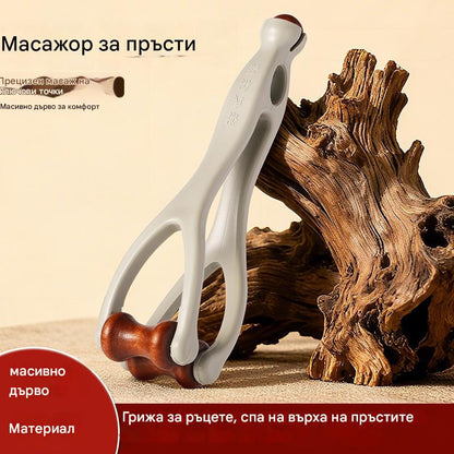 🎁💸【Купете 2, вземете 2 безплатно】🌿 Масажен уред за пръсти от масивно дърво: Ролките от натурално дърво помагат за разblokиране на ставните меридиани и облекчаване на умората в ръцете. 【4 броя】🌿