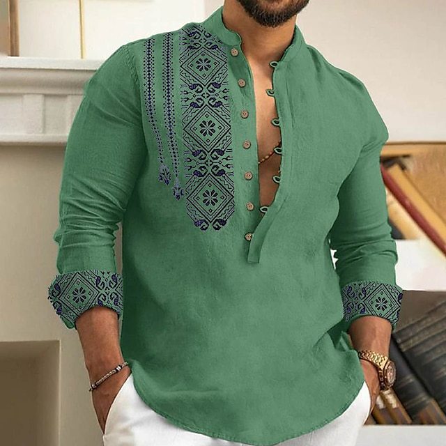 🏆🧥 Camisa moderna para hombre con cuello mao – diseño semiabierto, estilo casual y versátil para cualquier ocasión